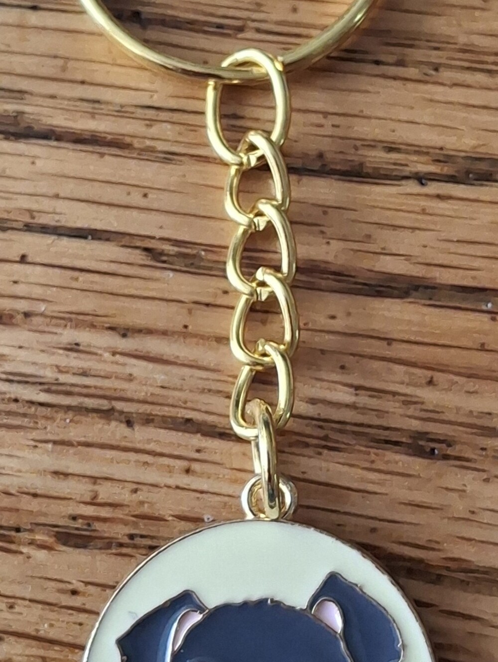 Gold Tone Keychain with Black Enamel Schnauzer Dog Charm